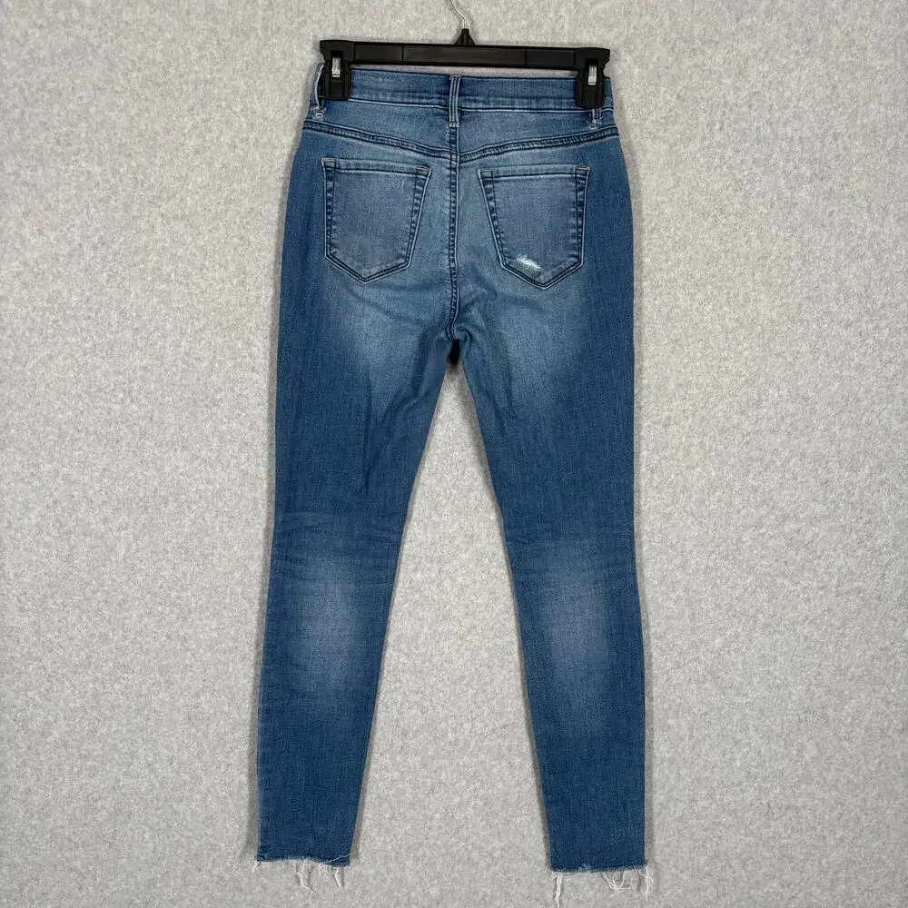 Pacsun Jeans 25 Super‎ Power Stretch Ankle Raw Frayed Hem Holes Whiskers Jegging